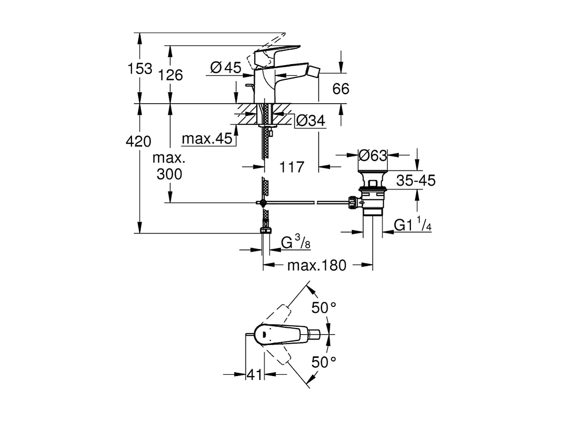 Mitigeur bidet GROHE Quickfix StartEdge + nettoyant GrohClean