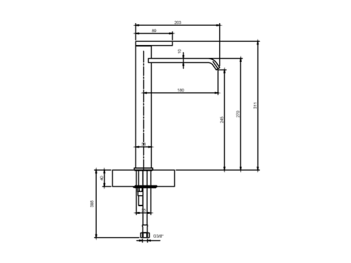 Mitigeur lavabo surélevé VILLEROY ET BOCH Dawn sans tirette Chrome