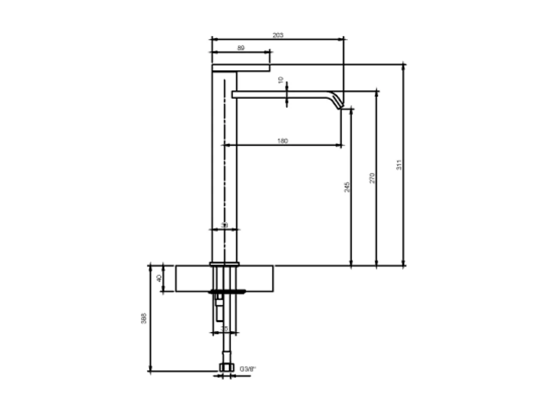 Mitigeur lavabo surélevé VILLEROY ET BOCH Dawn sans tirette Chrome