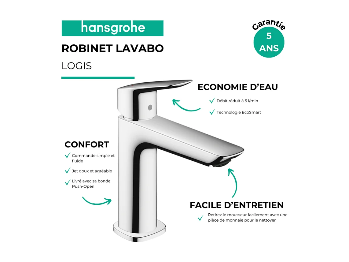 HANSGROHE Mitigeur lavabo 110 avec Push-Open chromé