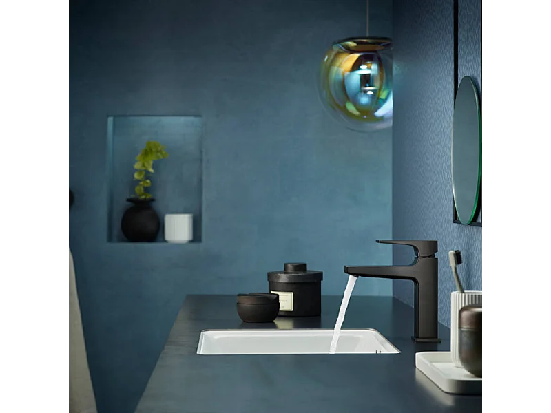 Mitigeur lavabo HANSGROHE Metropol 110 poignée manette noir chrome brossé + nettoyant Briochin