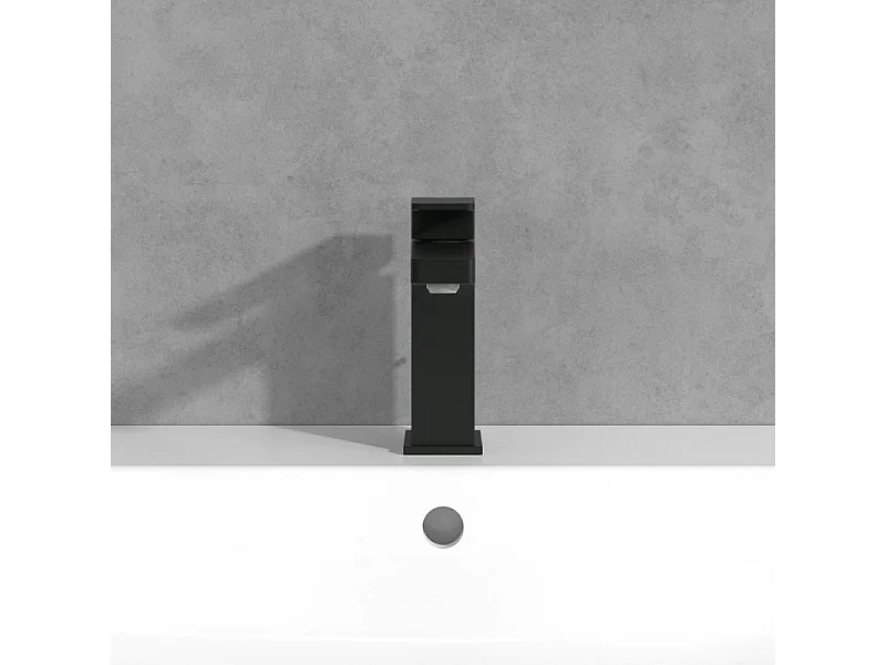 Mitigeur lavabo VILLEROY ET BOCH Architectura Square sans tirette Noir mat