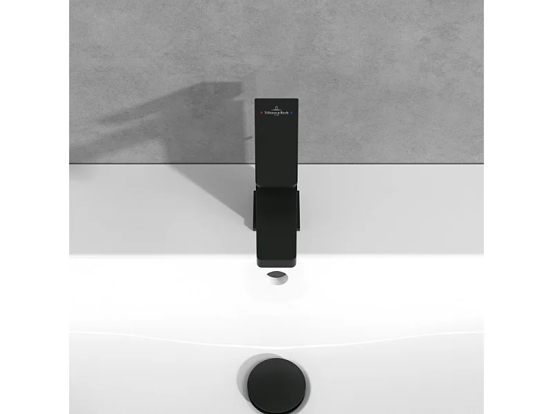 Mitigeur lavabo VILLEROY ET BOCH Architectura Square sans tirette Noir mat