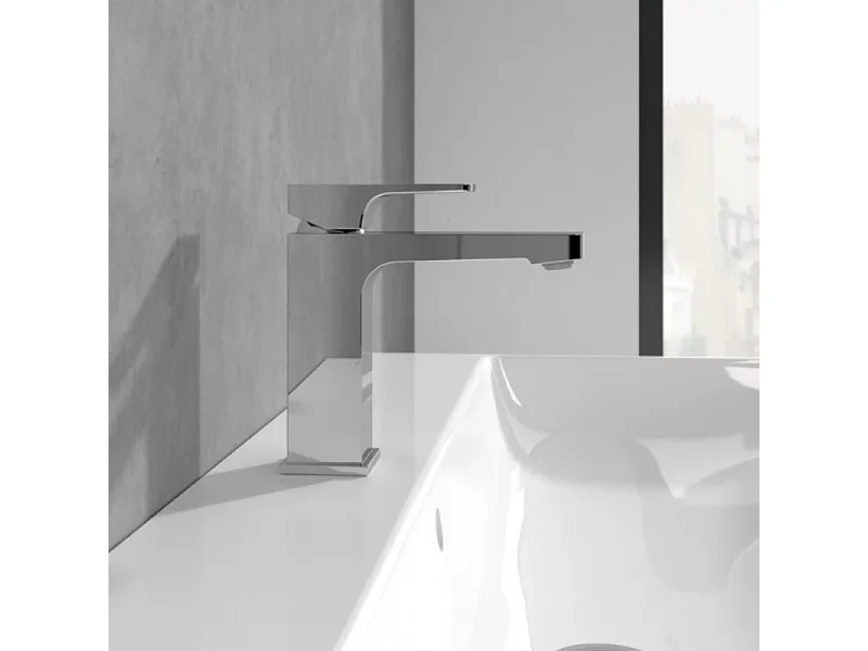 VILLEROY ET BOCH Architectura Mezclador de lavabo cuadrado con tirador cromado