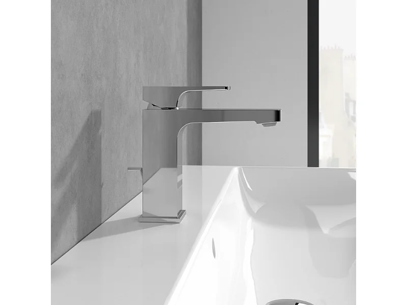 Mitigeur lavabo VILLEROY ET BOCH Architectura Square avec tirette Chrome