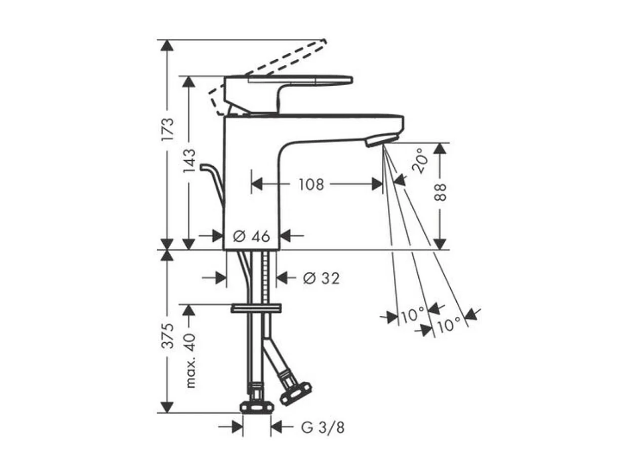 Mitigeur lavabo HANSGROHE 100 sans tirette ni vidage noir mat + nettoyant Briochin