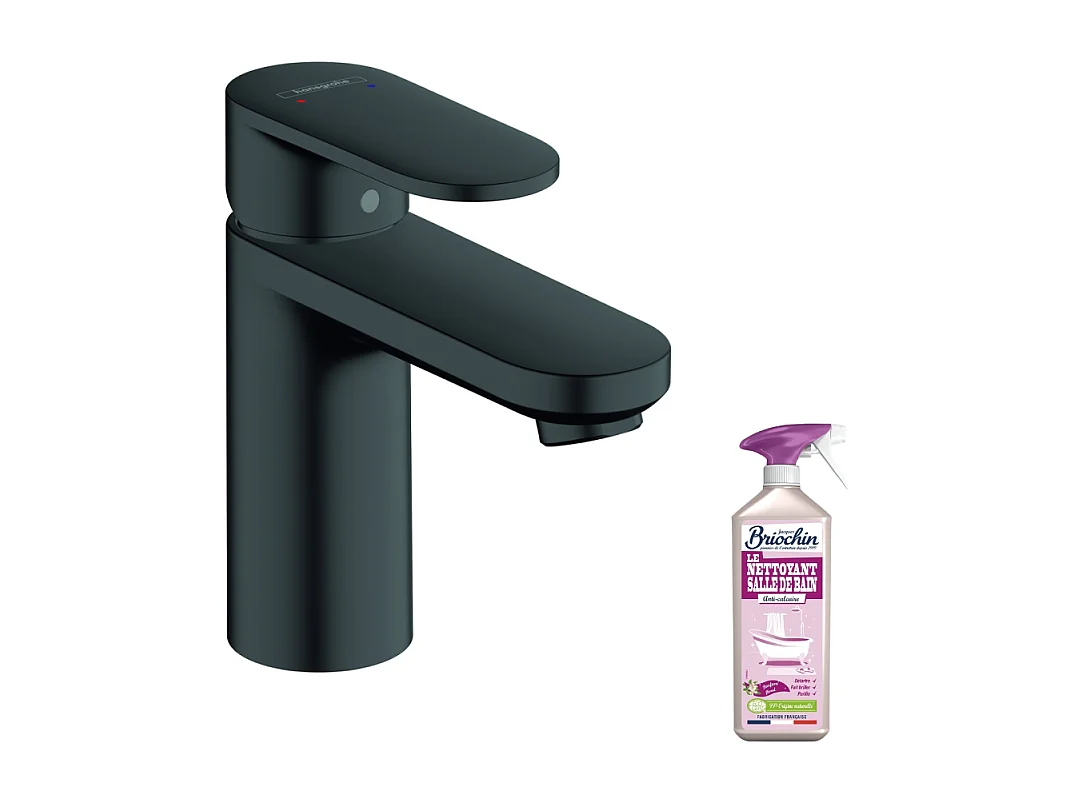 Mitigeur lavabo HANSGROHE Vernis Blend 100 noir mat + Nettoyant Briochin