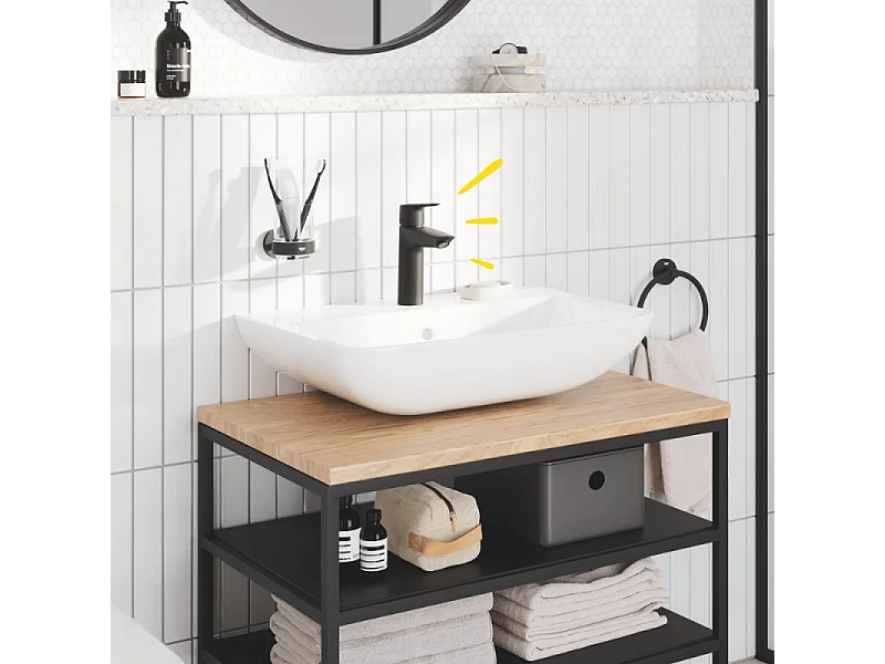 Lot de 2  mitigeurs lavabo GROHE Start ouverture eau froide noir M