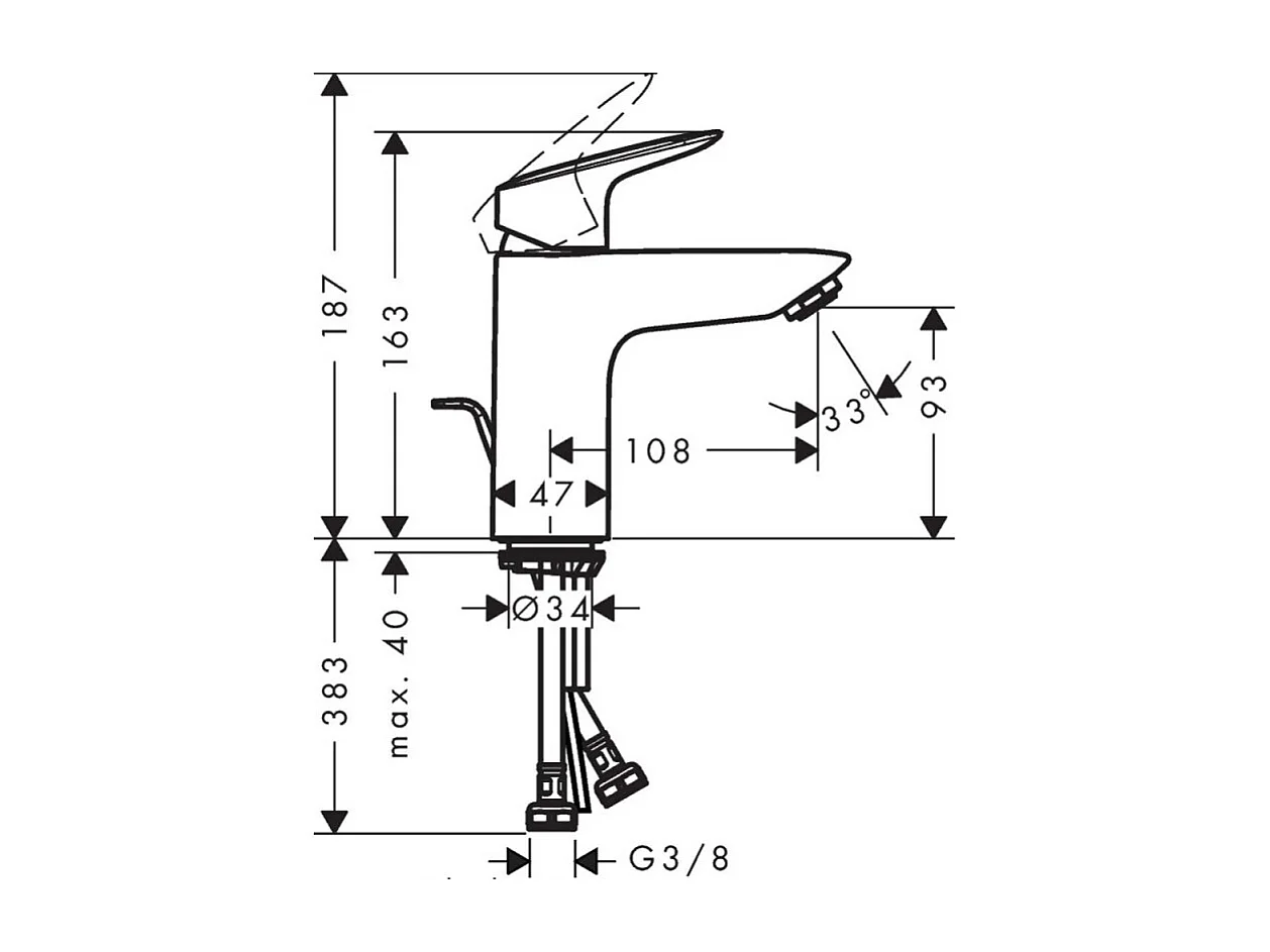 Mitigeur lavabo HANSGROHE Logis 100