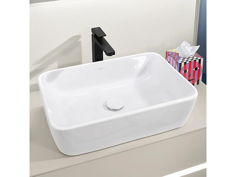 Mitigeur lavabo surélevé VILLEROY ET BOCH Architectura Square avec vidage Push Open Noir mat