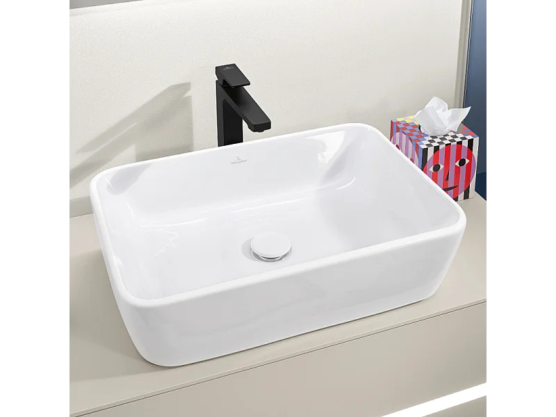 Mitigeur lavabo surélevé VILLEROY ET BOCH Architectura Square avec vidage Push Open Noir mat