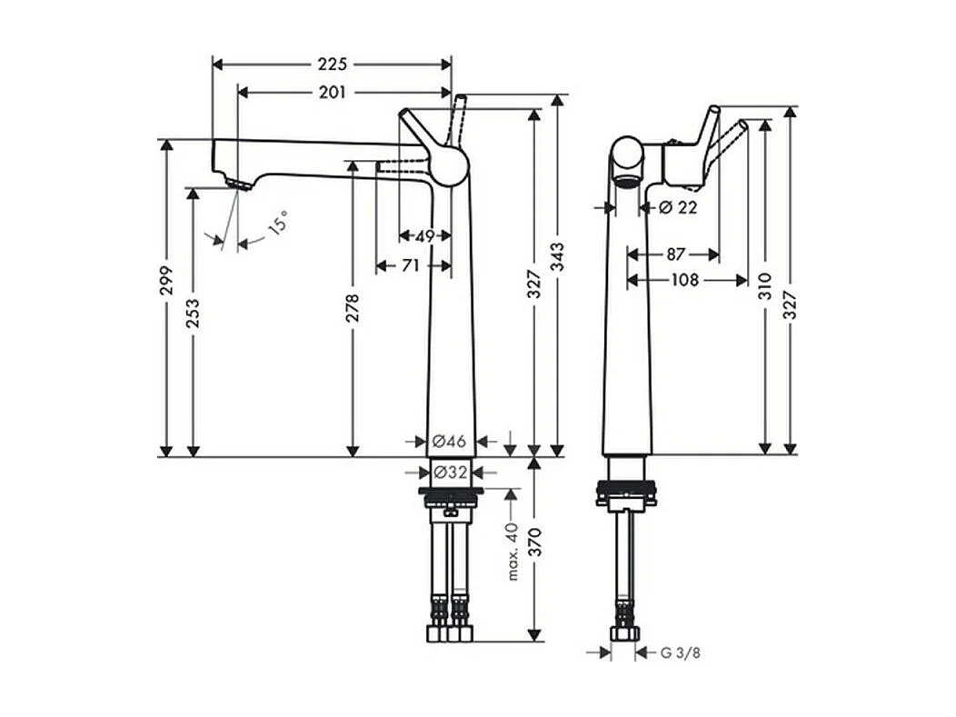 HANSGROHE Mitigeur de lavabo 250, sans tirette ni vidage chromé