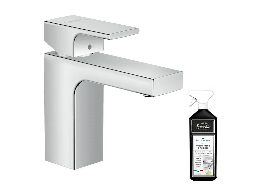 Mitigeur lavabo HANSGROHE 100 avec tirette et vidage chrome + nettoyant Briochin