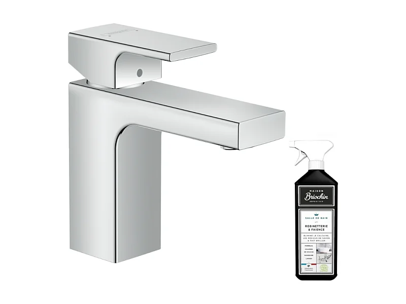 Mitigeur lavabo HANSGROHE 100 avec tirette et vidage chrome + nettoyant Briochin