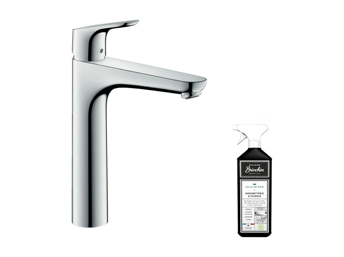 Mitigeur lavabo HANSGROHE Focus 190 Eco C3 avec tirette et vidage chrome + nettoyant Briochin