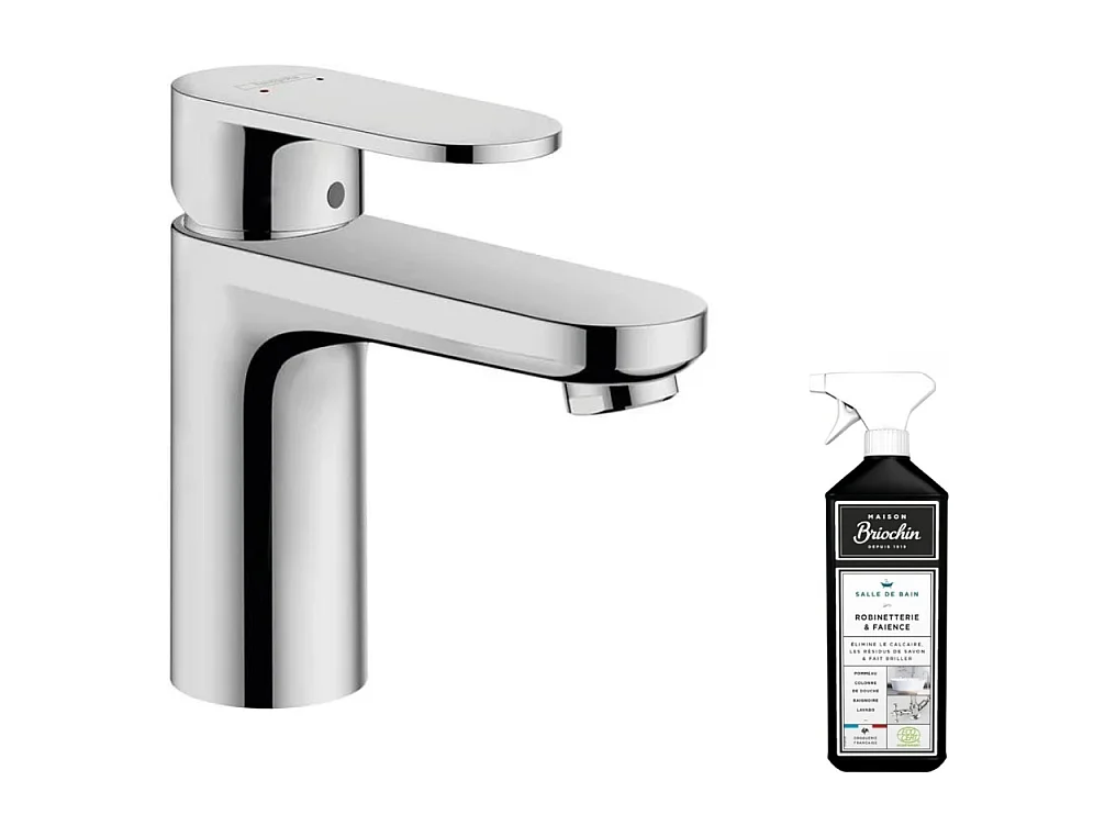 Mitigeur lavabo HANSGROHE 70 sans tirette ni vidage chrome + nettoyant Briochin