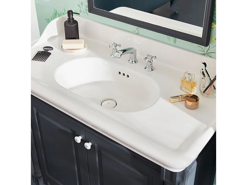 Mitigeur lavabo 3 trous rétro JACOB DELAFON Cleo poignées à croisillon chrome