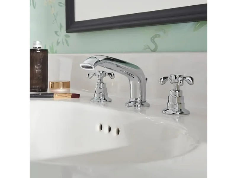 Mitigeur lavabo 3 trous rétro JACOB DELAFON Cleo poignées à croisillon chrome