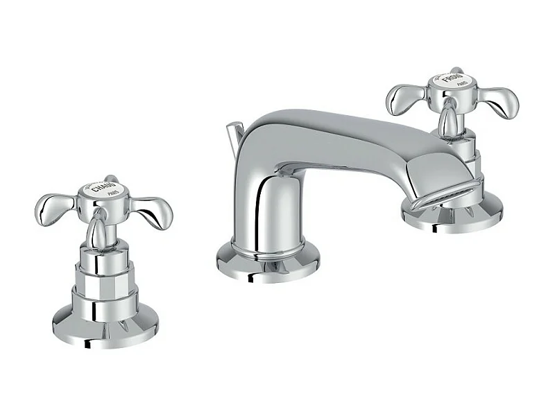 Mitigeur lavabo 3 trous rétro JACOB DELAFON Cleo poignées à croisillon chrome