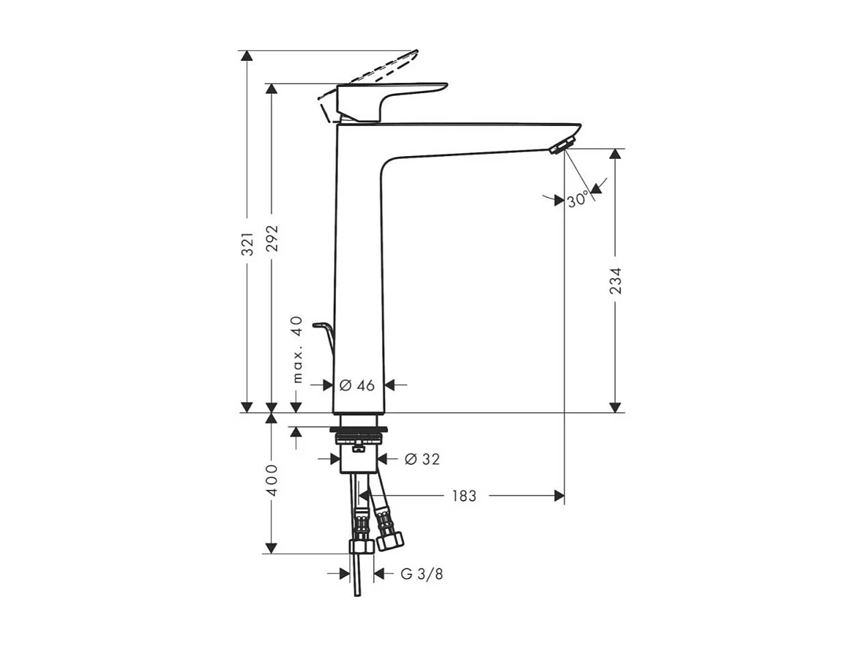 HANSGROHE Mitigeur lavabo Talis E 240, avec tirette et vidage chrome