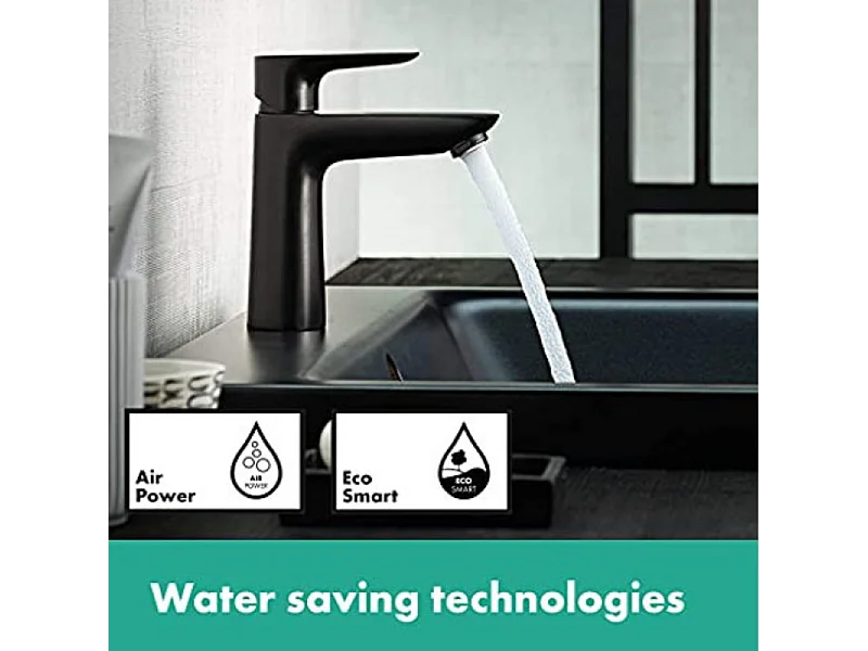 Mitigeur lavabo HANSGROHE 110 CoolStart sans tirette ni vidage noir mat + nettoyant Briochin