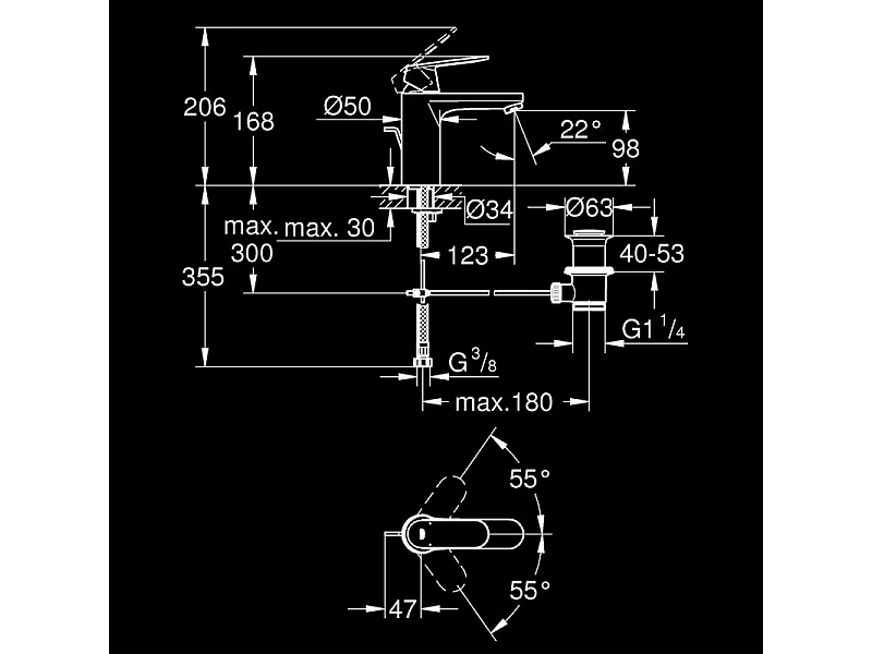 Mezclador de lavabo GROHE Eurosmart Cosmopolitan M Negro mate