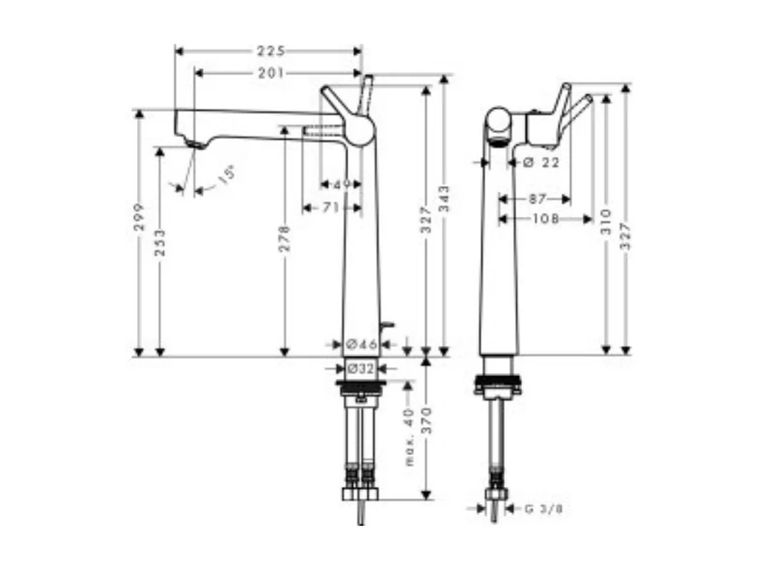 Mitigeur lavabo HANSGROHE250, sans tirette ni vidage chrome + nettoyant Briochin