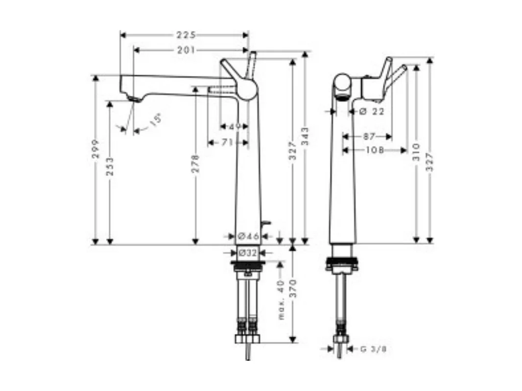 Mitigeur lavabo HANSGROHE250, sans tirette ni vidage chrome + nettoyant Briochin