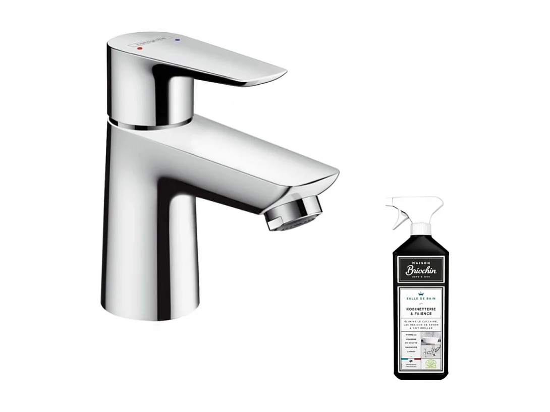 Mitigeur lavabo HANSGROHE économie d'eau chrome + nettoyant Briochin