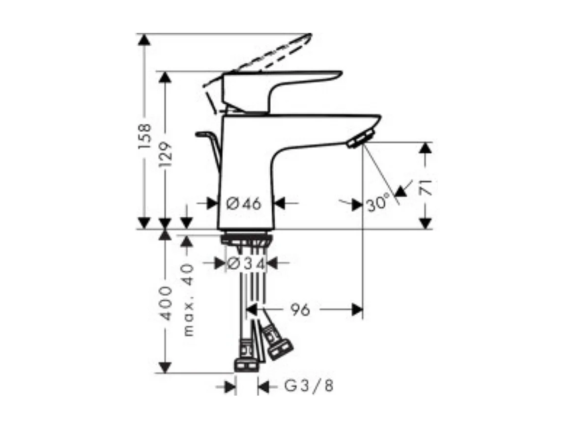 Mitigeur lavabo HANSGROHE économie d'eau chrome + nettoyant Briochin