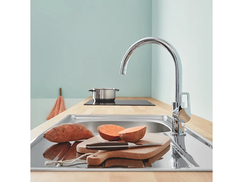 robinet mitigeur cuisine GROHE Bauloop bec haut + produit entretien