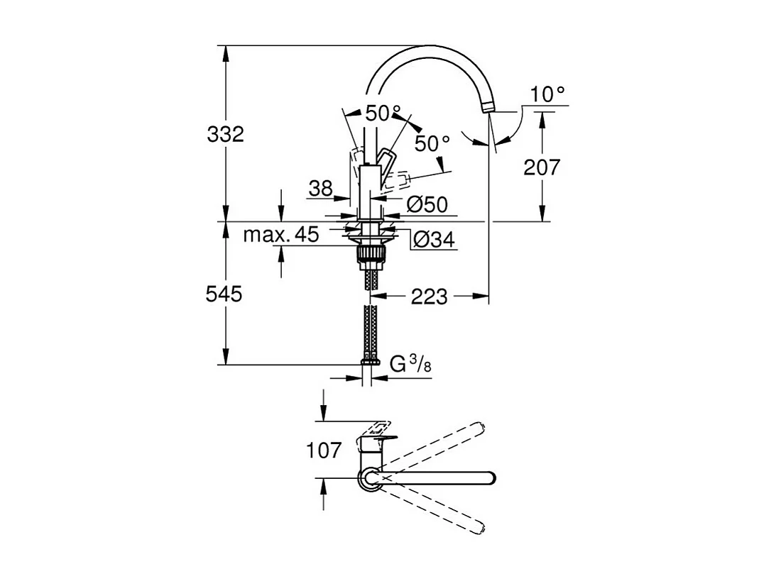 robinet mitigeur cuisine GROHE Bauloop bec haut + produit entretien