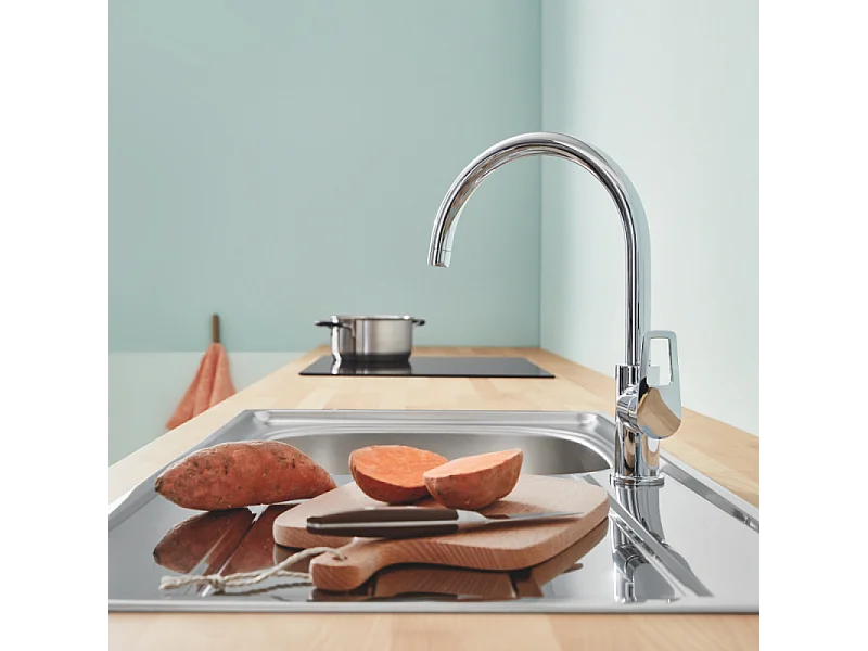 robinet mitigeur cuisine GROHE Bauloop bec haut + produit entretien