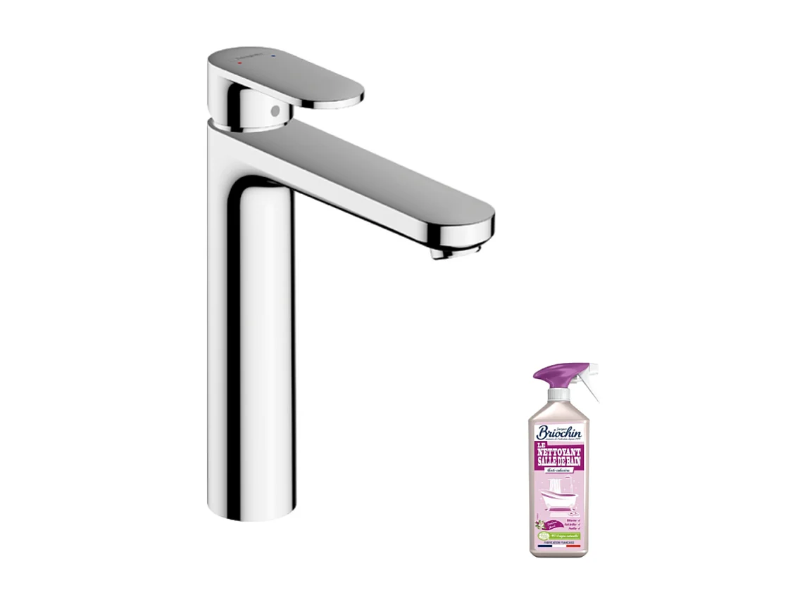 Mitigeur lavabo HANSGROHE Vernis Blend 190 avec tirette et vidage métallique Chromé + nettoyant Briochin