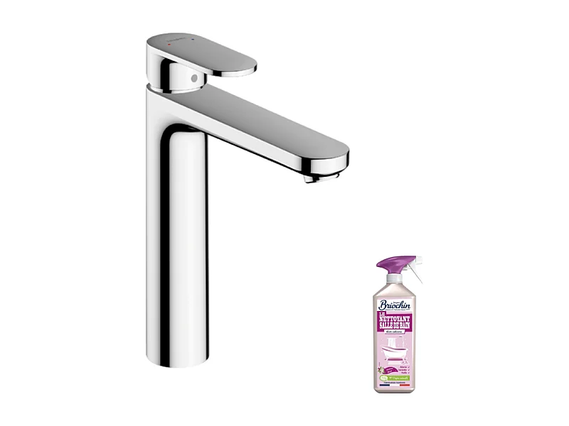 Mitigeur lavabo HANSGROHE Vernis Blend 190 avec tirette et vidage métallique Chromé + nettoyant Briochin