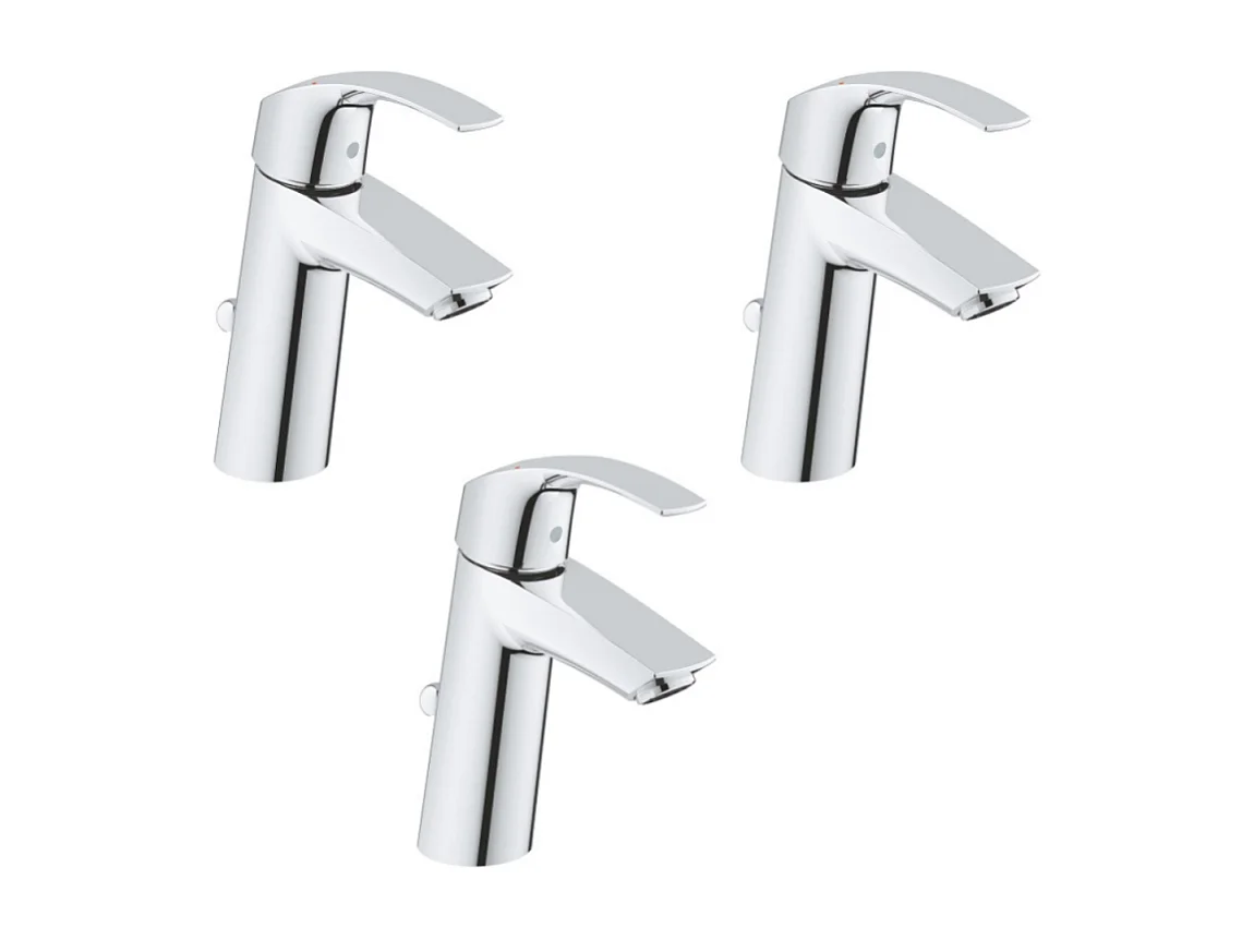 GROHE Lot de 3 Mitigeurs lavabo Eurosmart taille M