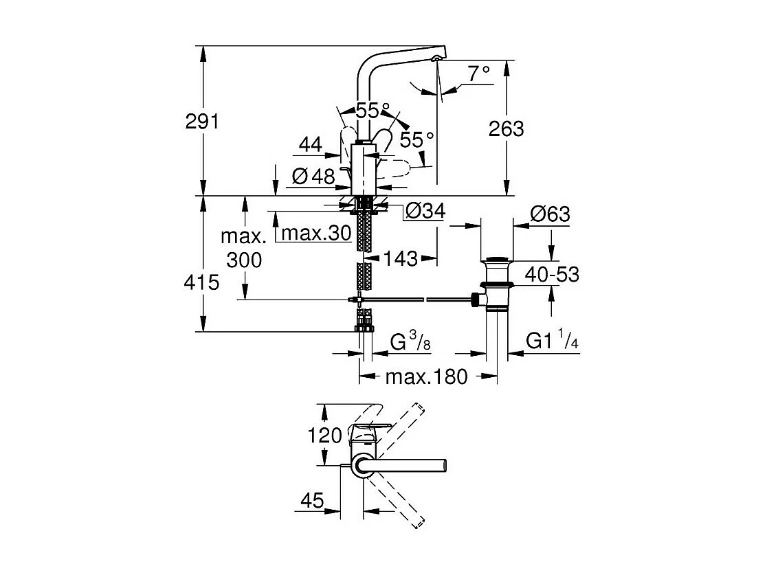 GROHE Eurodisc Cosmopolitan L mezclador de lavabo