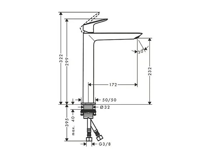 HANSGROHE Mitigeur lavabo 240 sans tirette ni vidage chromé