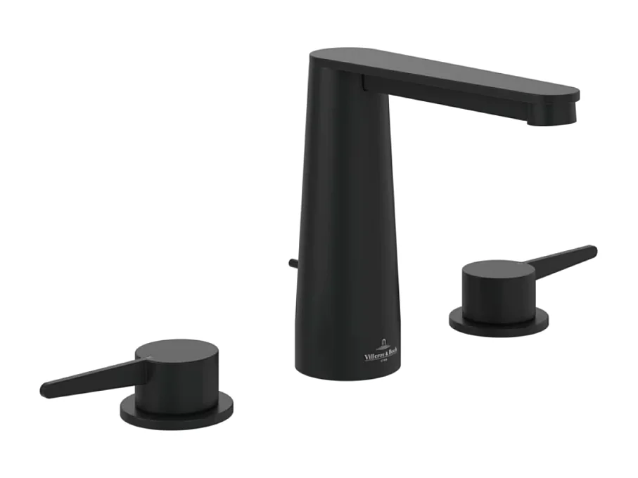 Mitigeur lavabo 3 trous VILLEROY ET BOCH Conum sans tirette Noir mat