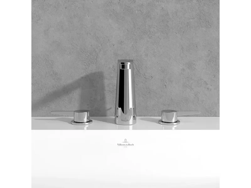 Mitigeur lavabo 3 trous VILLEROY ET BOCH Conum sans tirette Noir mat