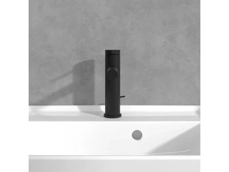 VILLEROY AND BOCH Loop & Friends Mezclador de lavabo con tirador Negro mate