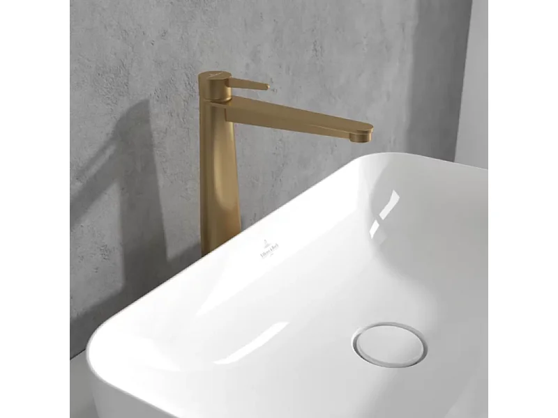 Mitigeur lavabo surélevé VILLEROY ET BOCH Conum avec vidage Push Open Or brossé