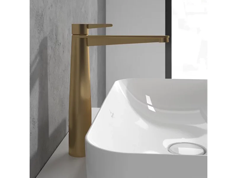 Mitigeur lavabo surélevé VILLEROY ET BOCH Conum avec vidage Push Open Or brossé