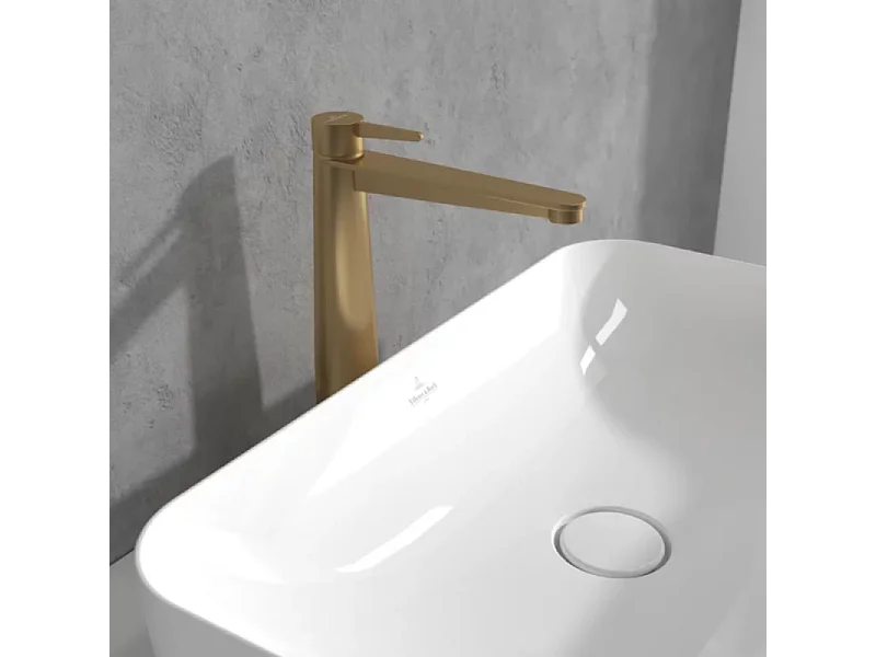 Mitigeur lavabo surélevé VILLEROY ET BOCH Conum avec vidage Push Open Or brossé