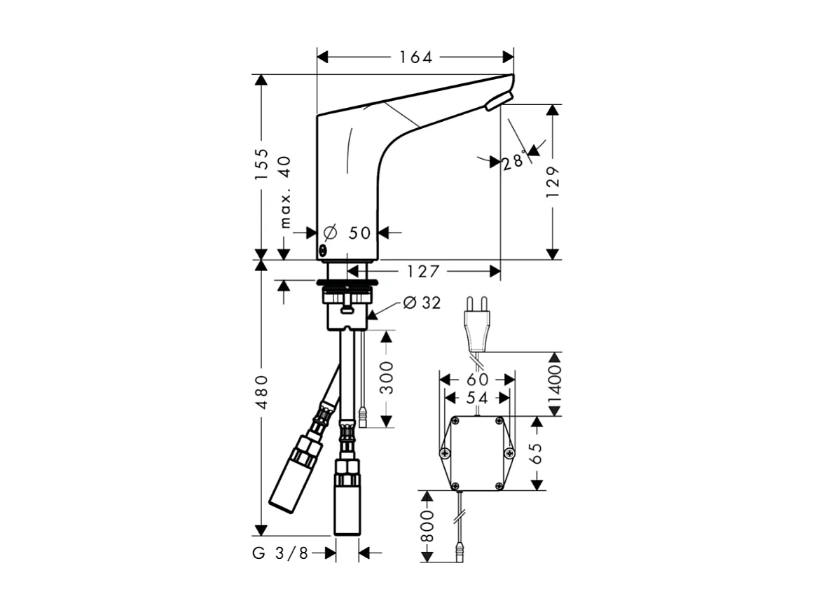 HANSGROHE Mitigeur lavabo électronique Focus sans manette de réglage de température sur secteur chromé