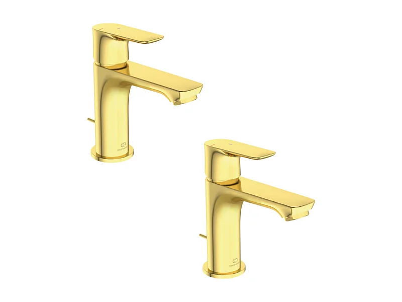 Lot de deux mitigeurs lavabo IDEAL STANDARD Connect Air avec tirette et vidage Or