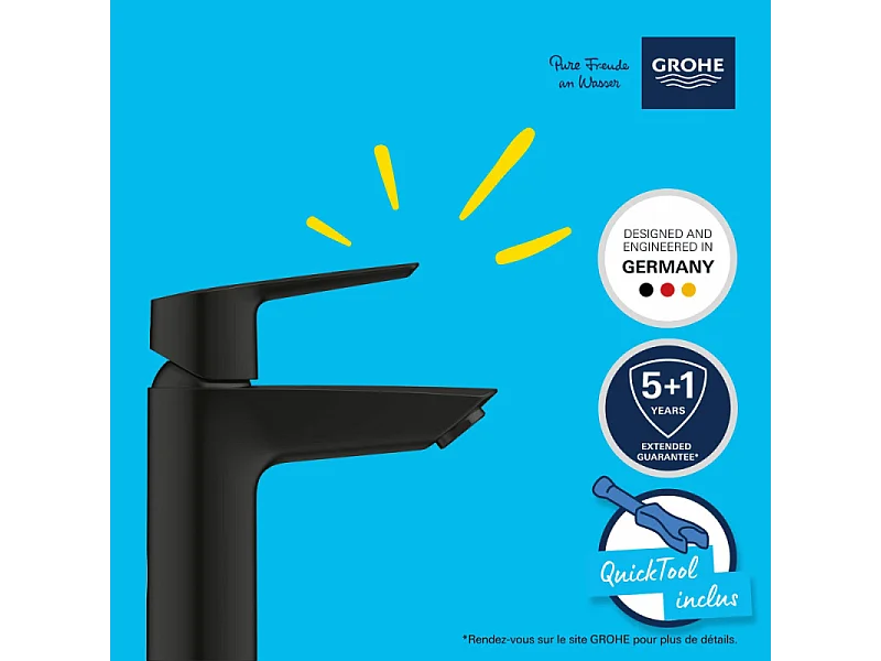 Mitigeur lavabo GROHE Start noir S + microfibre