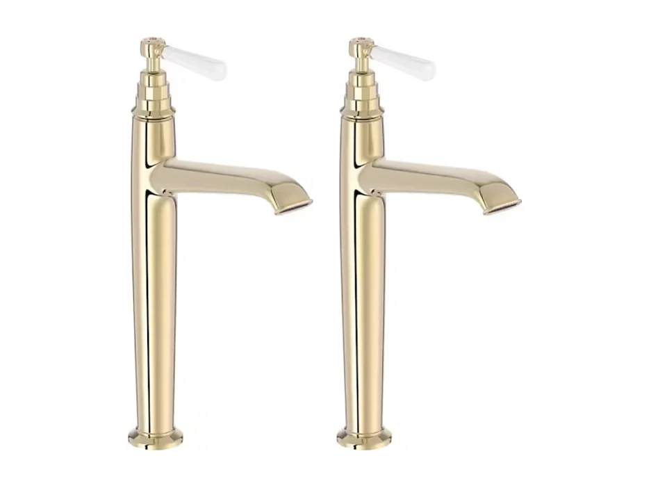 Lot de 2 mitigeurs lavabo haut JACOB DELAFON Cléo 1889 or beige