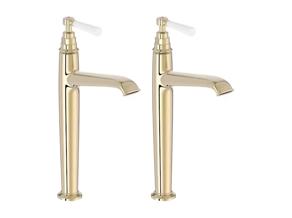 Lot de 2 mitigeurs lavabo haut JACOB DELAFON Cléo 1889 or beige