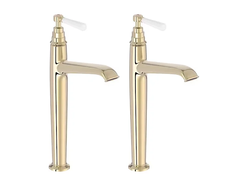 Lot de 2 mitigeurs lavabo haut JACOB DELAFON Cléo 1889 or beige